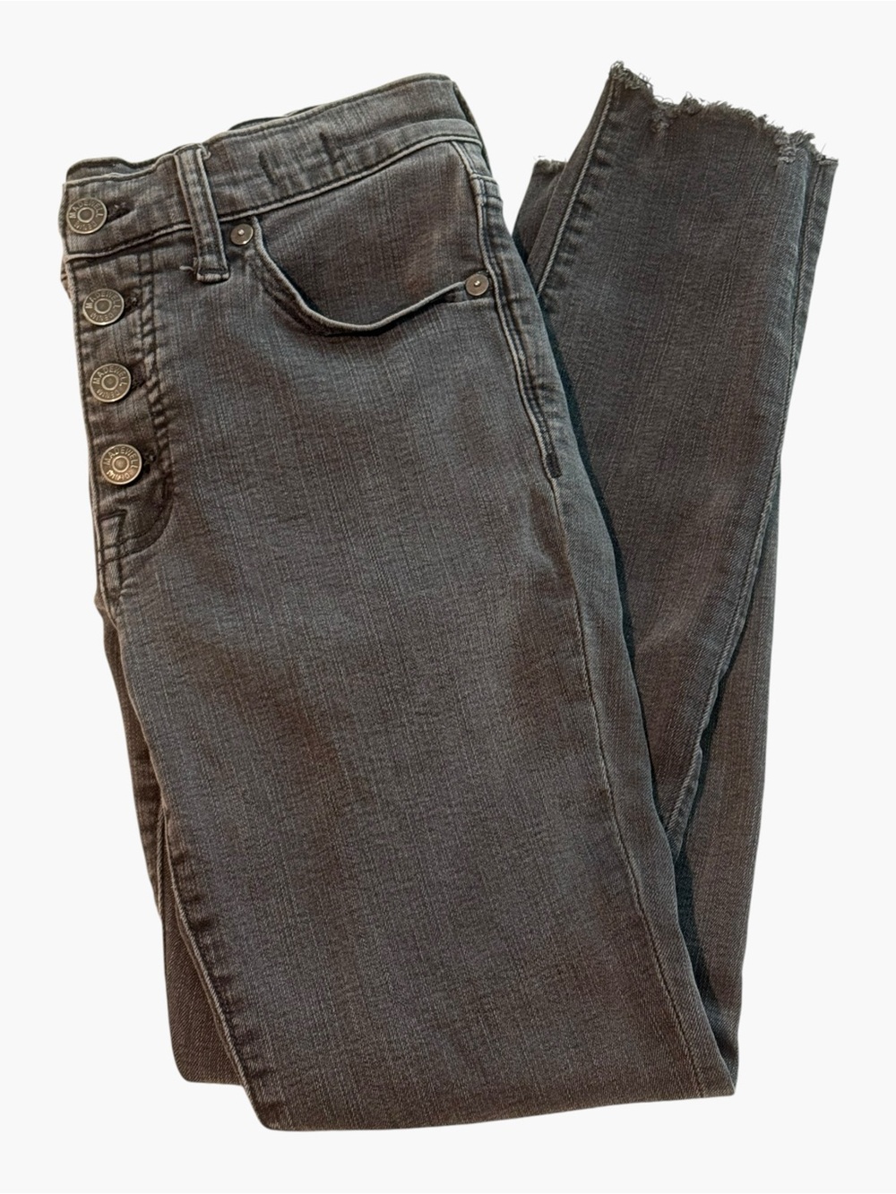 Madewell Dark Gray Frayed-Hem 9” Skinny Jeans - size 27P